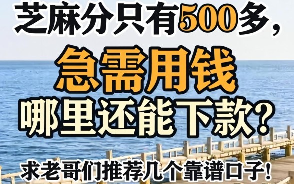 芝麻分只有500多，急需用钱哪里还能下款？求老哥们推荐几个靠谱口子！