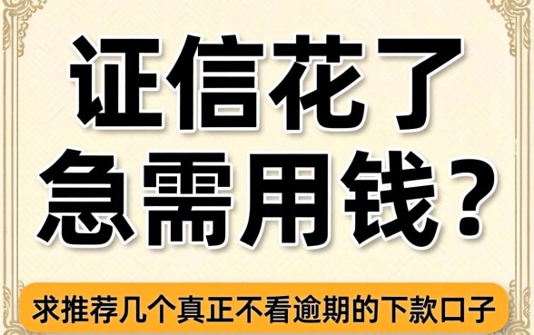 征信花了急需用钱?求推荐几个真正不看逾期的下款口子!