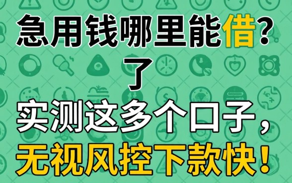征信黑了急用钱哪里能借?实测这几个口子,无视风控下款快!