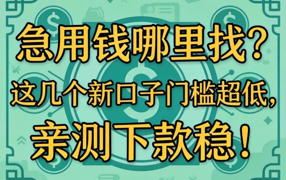急用钱哪里找？这几个新口子门槛超低，亲测下款稳！