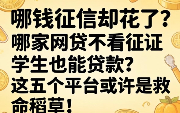 急需用钱征信却花了?哪家网贷不看征信学生也能贷款?这五个平台或许是救命稻草!