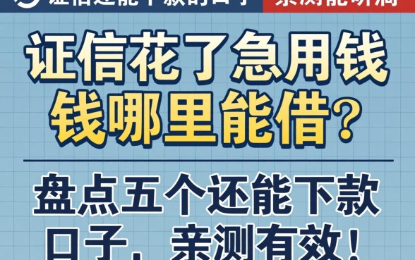 征信花了急用钱哪里能借?盘点五个还能下款的口子,亲测有效!