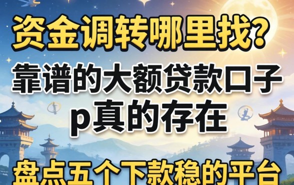 急需资金周转哪里找?靠谱的大额贷款口子p真的存在吗?盘点五个下款稳的平台