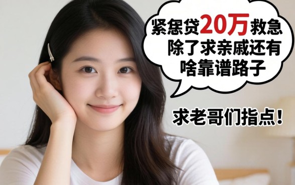 手头紧想贷20万救急,除了求亲戚还有啥靠谱路子?求老哥们指点!