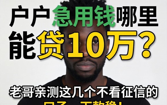 黑户急用钱哪里能贷10万?老哥亲测这几个不看征信的口子,下款稳!