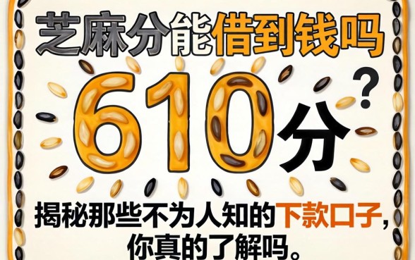 芝麻分610分能借到钱吗？揭秘那些不为人知的下款口子，你真的了解吗？