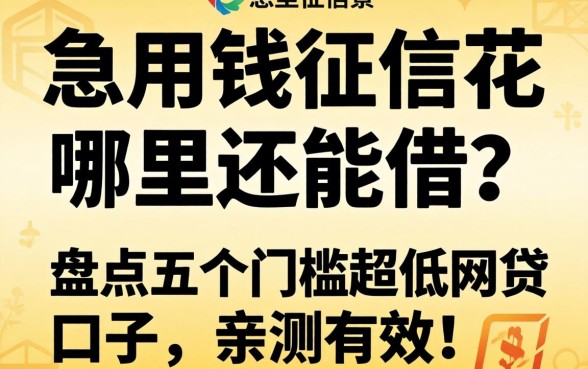 急用钱征信花哪里还能借？盘点五个门槛超低的网贷口子，亲测有效！
