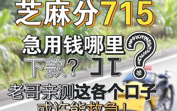 芝麻分715急用钱哪里能下款？老哥亲测这几个口子或许能救急！