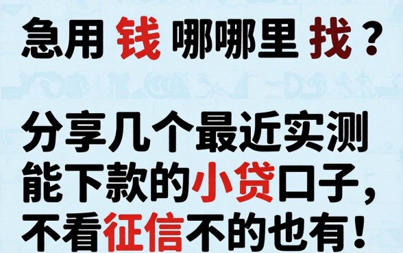 急用钱哪里找？分享几个最近实测能下款的小贷口子，不看征信的也有！