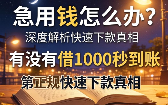 深夜急用钱怎么办？有没有借1000秒到账的正规途径？深度解析快速下款真相