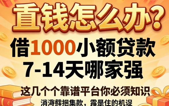 急需用钱怎么办？借1000小额贷款7-14天哪家强？这几个靠谱平台你必须知道