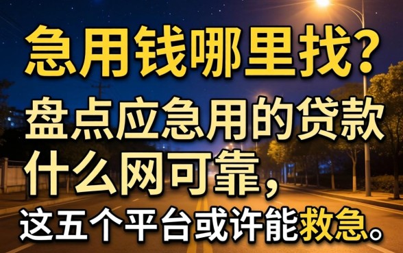 深夜急用钱哪里找？盘点应急用的贷款什么网可靠，这五个平台或许能救急