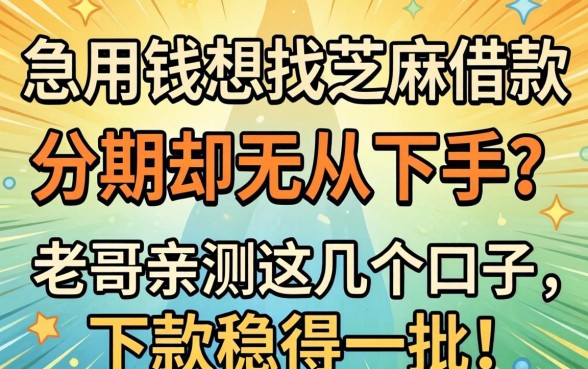 急用钱想找芝麻借款分期却无从下手？老哥亲测这几个口子，下款稳得一批！