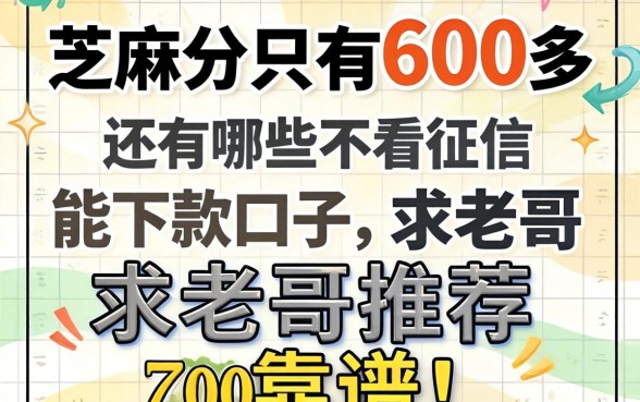 芝麻分只有600多,还有哪些不看征信能下款的口子?求老哥推荐几个靠谱的!