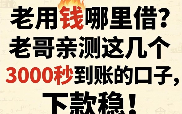 急用钱哪里借？老哥亲测这几个3000秒到账的口子，下款稳！