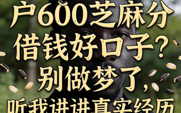 黑户600芝麻分借钱好口子?别做梦了,听我讲讲真实经历