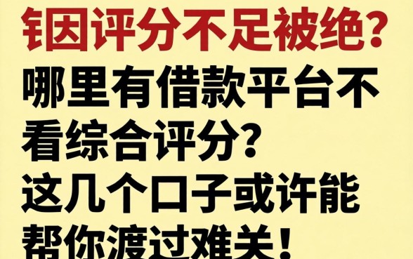 急需用钱却因评分不足被拒？哪里有借款平台不看综合评分？这几个口子或许能帮你渡过难关！