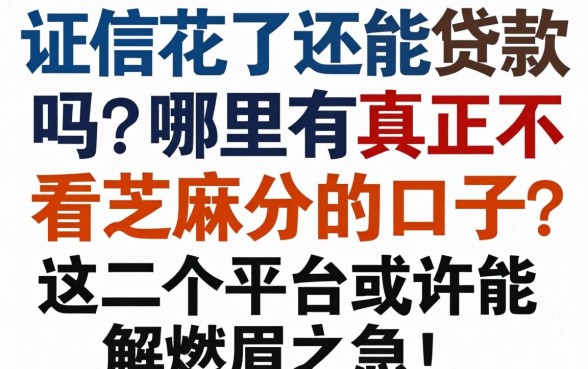 征信花了还能贷款吗?哪里有真正不看芝麻分的口子?这几个平台或许能解燃眉之急!
