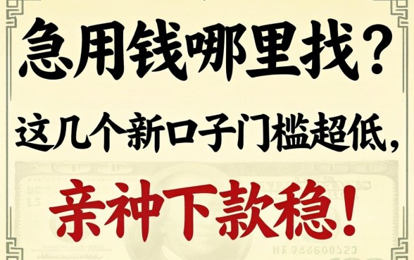 急用钱哪里找？这几个新口子门槛超低，亲测下款稳！
