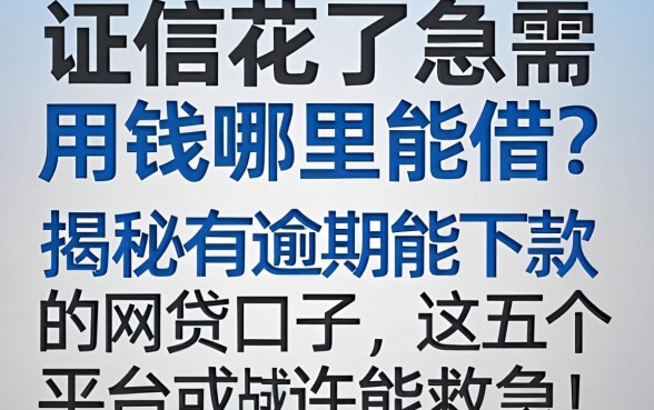 征信花了急需用钱哪里能借？揭秘有逾期能下款的网贷口子，这五个平台或许能救急！