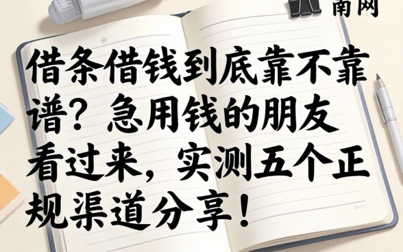 网上打借条借钱到底靠不靠谱？急用钱的朋友看过来，实测五个正规渠道分享！