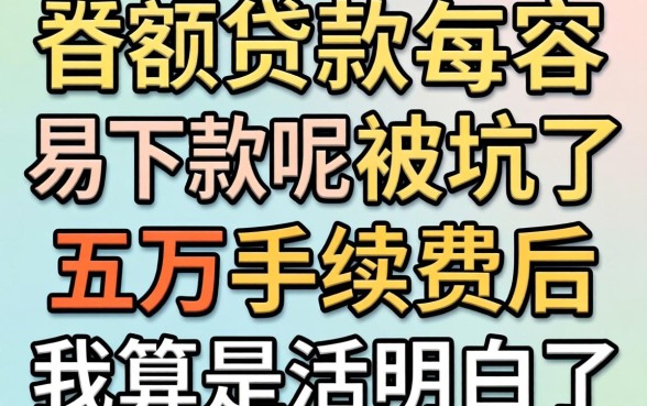 什么大额贷款最容易下款呢？被坑了五万手续费后我算是活明白了