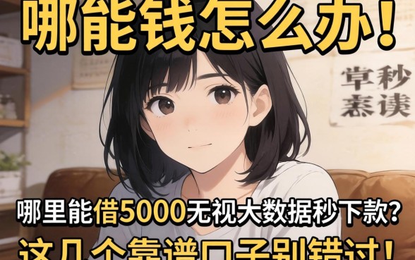 急需用钱怎么办?哪里能借5000无视大数据秒下款?这几个靠谱口子别错过!