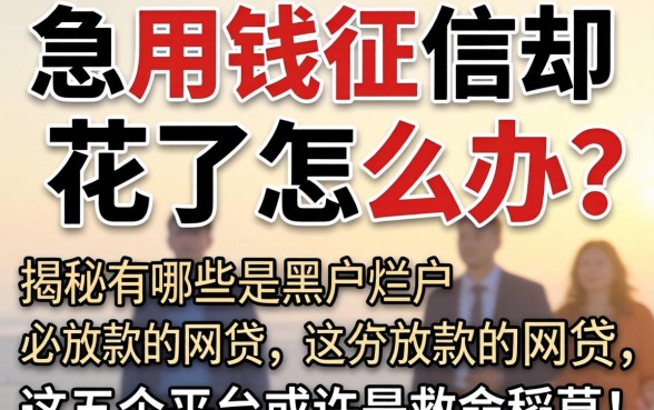 急用钱征信却花了怎么办?揭秘有哪些是黑户烂户必放款的网贷,这五个平台或许是救命稻草!