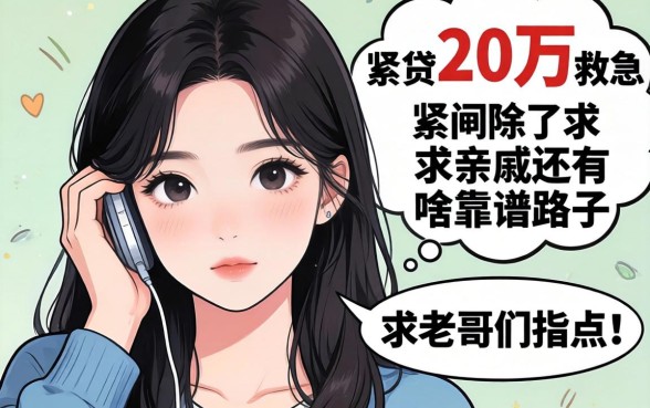 手头紧想贷20万救急,除了求亲戚还有啥靠谱路子?求老哥们指点!
