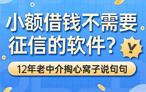小额借钱不需要征信的软件?12年老中介掏心窝子说几句