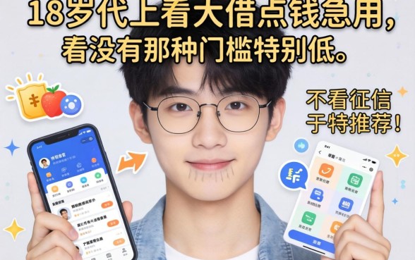 刚满18岁想借点钱急用，有没有那种门槛特别低、不看征信的软件推荐？