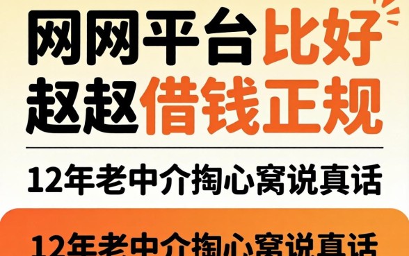 网上哪个平台比较好借钱正规？12年老中介掏心窝说真话