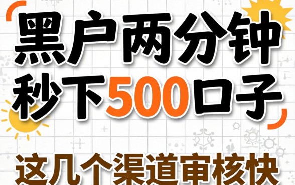 揭秘黑户两分钟秒下500的口子,这几个渠道审核快