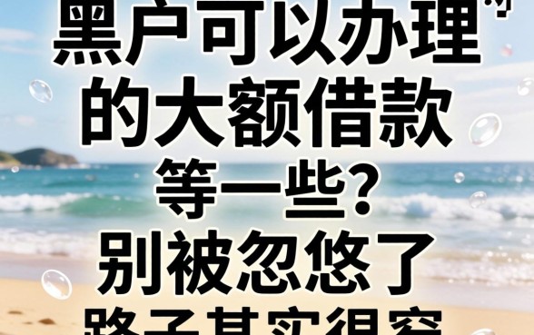 黑户可以办理的大额借款有哪些？别被忽悠了，路子其实很窄