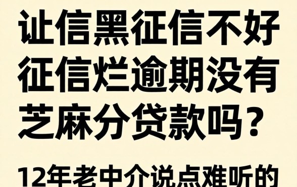 征信黑征信不好征信烂逾期没有芝麻分贷款吗？12年老中介说点难听的