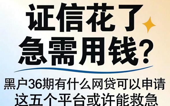 征信花了急需用钱？黑户36期有什么网贷可以申请，这五个平台或许能救急