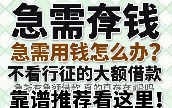 征信黑了急需用钱怎么办？不看征信的大额借款真的存在吗？靠谱推荐看这里！