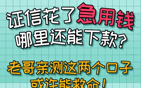 征信花了急用钱哪里还能下款?老哥亲测这几个口子或许能救命!