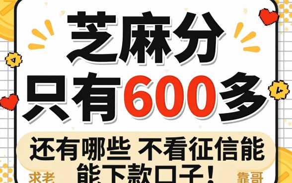 芝麻分只有600多,还有哪些不看征信能下款的口子?求老哥推荐几个靠谱的!