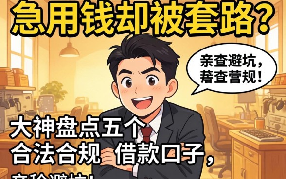 急用钱却被套路？大神盘点五个合法合规的借款口子，亲测避坑！