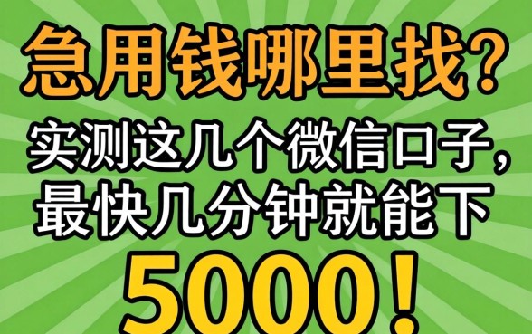 急用钱哪里找?实测这几个微信口子,最快几分钟就能下5000!