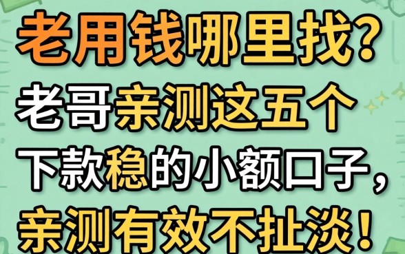 急用钱哪里找?老哥亲测这五个下款稳的小额口子,亲测有效不扯淡!