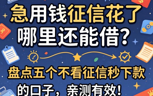 急用钱征信花了哪里还能借?盘点五个不看征信秒下款的口子,亲测有效!