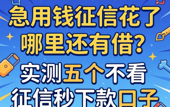 急用钱征信花了哪里还能借?实测五个不看征信秒下款的口子