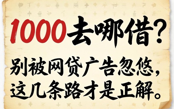 借1000去哪借？别被网贷广告忽悠，这几条路才是正解