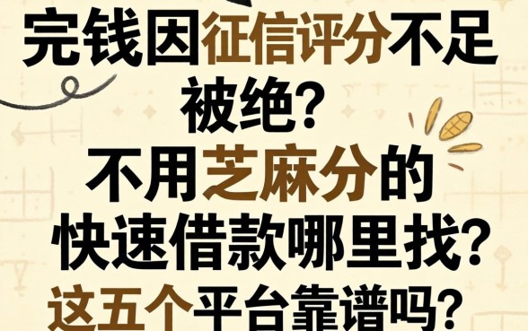 急需用钱却因征信评分不足被拒？不用芝麻分的快速借款哪里找？这五个平台靠谱吗？