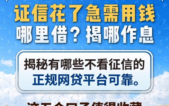 征信花了急需用钱哪里借？揭秘有哪些不看征信的正规网贷平台可靠，这五个口子值得收藏