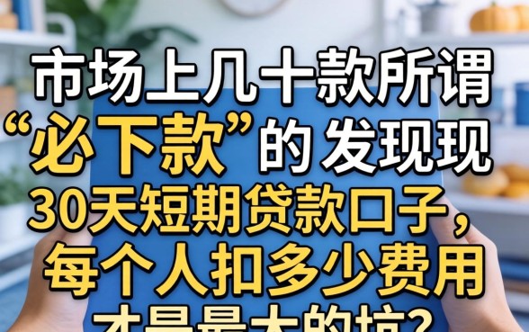 我试了市面上几十款所谓“必下款”的30天短期贷款口子，发现每个人扣多少费用才是最大的坑