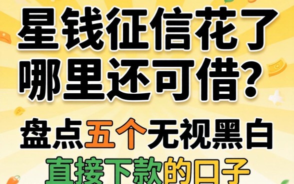 急需用钱征信花了哪里还能借？盘点五个无视黑白直接下款的口子