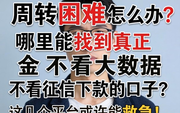 资金周转困难怎么办？哪里能找到真正不看大数据不看征信下款的口子？这几个平台或许能救急！